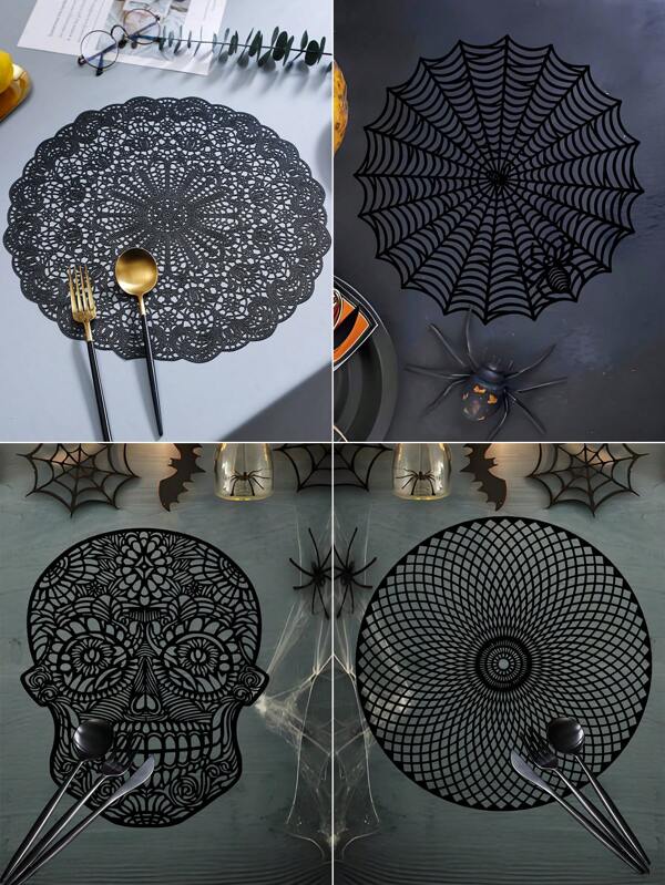 1/4 Pezzi Sottopiatti di Ognissanti, Runner da Tavolo, Sottopiatti Decorativi per Cucina e Sala da Pranzo, Perfetti per la Decorazione della Tavola a Tema Ognissanti, Decorazione di Ognissanti, Decorazione per Casa e Festa di Ognissanti