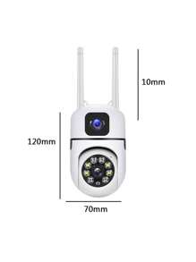 Wireless WiFi Surveillance Camera With Dual Cameras And Dual Views, Full-Color Night Vision And Two-Way Audio, 355 Degree High-Definition Monitoring Camera With Automatic Person Tracking, Remote Safety Monitoring WiFi Camera, Mobile App And Remote Control For  Monitoring, Suitable For Indoor Office, Warehouse, Company And Home Use - White - View 2