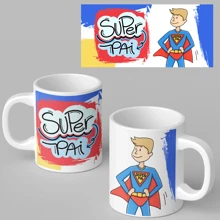 Father's Day Mug - Super Dad - For The Best Dad In The Whole World - 白色 - 查看 1