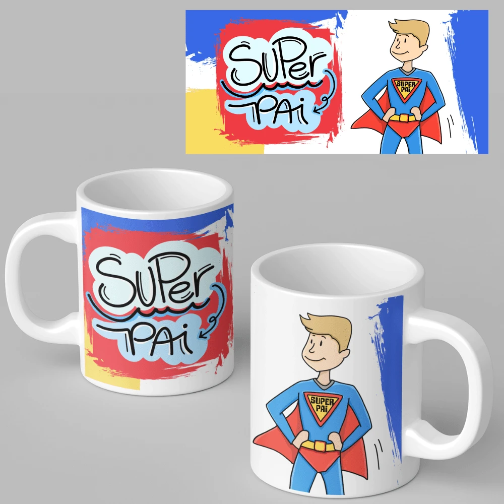 Father's Day Mug - Super Dad - For The Best Dad In The Whole World - 白色 - 查看 1