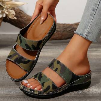 Women Thick Sole Slip-On Slippers, Comfortable Platform Slip-On Sandals