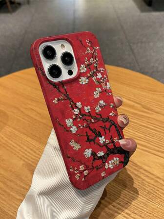 1pc Apricot Blossom Smooth Texture Creative Pattern Filmic Phone Case Suitable For IPhone 11 To 16 Series, Including Pro And Max Versions. Ideal Birthday Gift For Loved Ones, As Well As Gifts For Valentine&#39;s Day, Easter, Ramadan, And Birthdays. Hard PC Material, Lightweight And Naked Phone Feel.