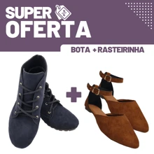 Kit Women's Short Boots And Flat Sandals - 黑色靴子和焦糖涼鞋 - 查看 1