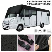 Caravan Protective Cover, Motorhome Protective Roof 210D Roof Protection Tarpaulin Cover Tarpaulin Waterproof Motorhome Covers - Black - View 2