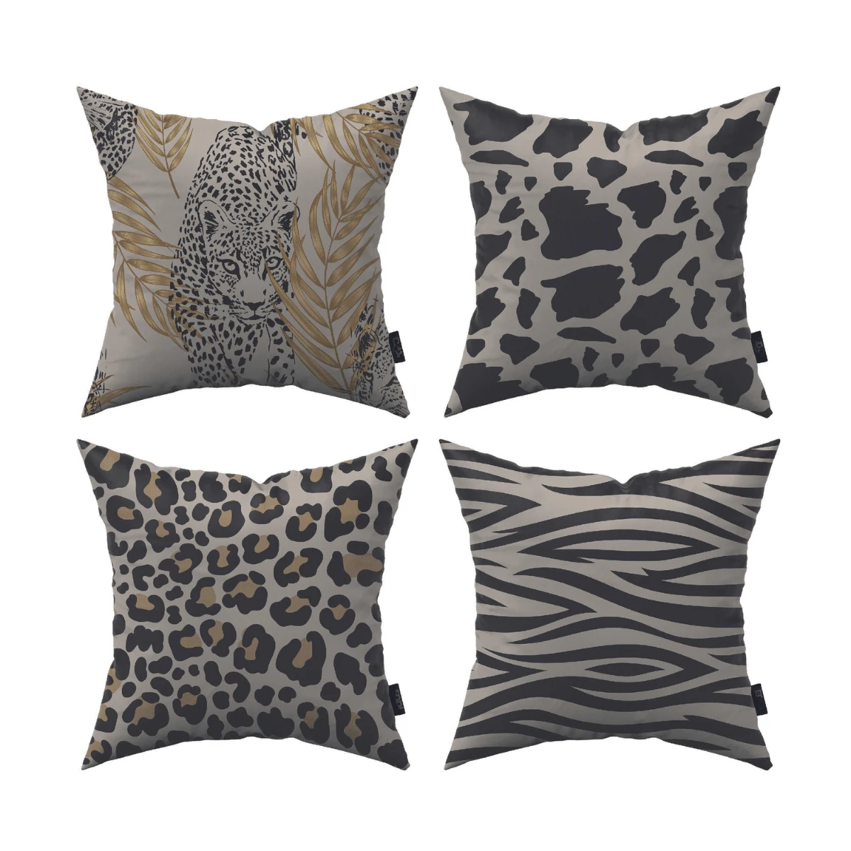 Kit With 4 Decorative Cushion Covers Built-In Zipper Vivid And Beautiful Colors 42 X 42 Cm Premium - Đen và trắng - Xem 1