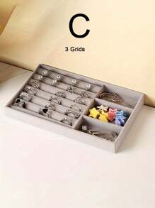 5pcs/1pc Jewelry Manager Tray, Elegant Stackable Velvet Jewelry Manager - Worn Surface, Suitable For Portable Multi-Purpose Storage Of Rings, Earrings, And Necklaces, Large Stackable Jewelry Tray For Drawers, Jewelry Storage Space For Earrings, Necklaces, And Bracelets, Easy To Classify, Convenient For Storage, Space Saving, And Easy To Pick Up