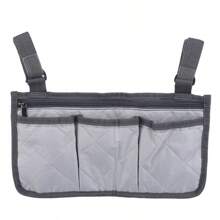 Bolsa lateral para braço de cadeira de rodas, Bolsa de armazenamento de bolso multifuncional com faixa refletiva para cadeira de rodas