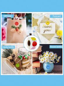 Adesivos autoadesivos com desenho animado fofo e sorriso, 500 peças/rolo, adesivo de incentivo com recompensa, adesivo para selar envelope de presente, adesivo de PVC à prova d'água, material escolar, volta às aulas