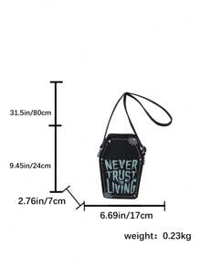 Bolsa de caramelos Halloween extravagante, bolso de hombro asimétrico de estilo punk rock, bolso cruzado de moda único de color negro, perfecto para fiesta de disfraces, moda Halloween y moda gótica