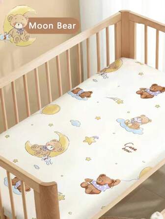 1 st 120*60 cm Babyspjälsäng, tecknat mönster, andas & absorberande madrassöverdrag för hela säsongen Love Valentine