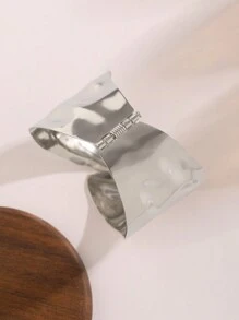 1pc Punk Rock Metal Wide Open Cuff Bracelet, Ladies Silver Color Fashion Jewelry, Wedding Party Gift, Daily Wear