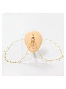 AVYRING 1Set Summer Beach Multi-Layer Crystal Belly Buttom Ring With Waist Chain Bikini Rhinestone Navel Piercing Dangle Belly Button Rings Waist Chain Sexy Belly Body Chain Jewelry For Women