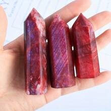 Red Moonlight Crystal Tower Obelisk - Natural Rare Silver Glitter Gemstone, Boho Style Healing Crystal For Home Decor, Housewarming Gift, Enhances Easter, Thanksgiving, Father's Day, Mother's Day, Graduation Celebrations - Red - View 3