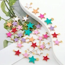 20 cái/gói Thép không gỉ thả dầu ngôi sao nhỏ quyến rũ, đường kính 0,7cm Màu sắc ngẫu nhiên Mặt dây chuyền ngôi sao năm cánh, trang sức DIY Phụ kiện cho vòng tay Vòng cổ Bông tai Kẹp tóc Móc khóa - LBX0543 - Xem 3