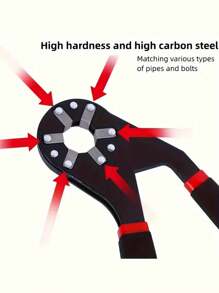 1PC Heavy-Duty Carbon Steel External Hexagonal Wrench - Adjustable, Multifunctional, And Clamp-On - Ideal Household Repair Tool For Various Tasks