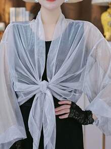 1pc Women's Lightweight Solid Color Ombre Gradient Oversized Cardigan Summer Casual Shawl