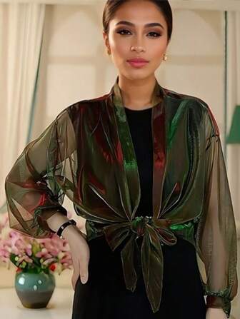 1 件女士轻质纯色渐变色超大开衫夏季休闲披肩