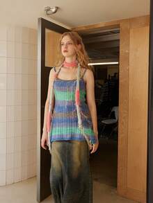 1 Pc Niche Broken Retro Mixed Color Bright Silk Scarf Scarf Neck, Female Slender Shape Dark Wind Jk Fringe Scarf