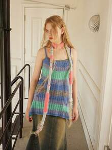 1 Pc Niche Broken Retro Mixed Color Bright Silk Scarf Scarf Neck, Female Slender Shape Dark Wind Jk Fringe Scarf