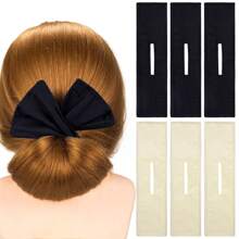 6 件套发髻制作器灵巧发髻扭转器灵活甜甜圈发髻松垮法式卷发器发髻夹配件适合女性女孩长而浓密的稀疏头发，发型设计套装，美发工具套装，发饰 - 6pcs白色/藏青色 - 查看 2