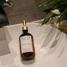 3 szt. 500 ml/16 uncji Brązowe butelki z pompką do balsamu, plastikowe puste pojemniki na szampon, odżywkę, żel pod prysznic, z wodoodpornymi etykietami, wielokrotnego użytku na mydło w płynie, balsam do ciała, kosmetyki, akcesoria łazienkowe Dom Łazienka Wystrój Lato Powrót do szkoły