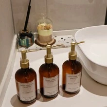 3 szt. 500 ml/16 uncji Brązowe butelki z pompką do balsamu, plastikowe puste pojemniki na szampon, odżywkę, żel pod prysznic, z wodoodpornymi etykietami, wielokrotnego użytku na mydło w płynie, balsam do ciała, kosmetyki, akcesoria łazienkowe Dom Łazienka Wystrój Lato Powrót do szkoły
