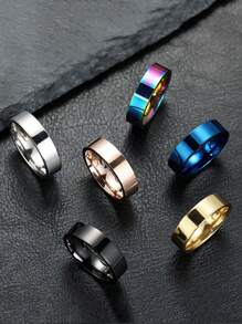 1 件扁平光滑戒指 4 毫米宽中性男士戒指女士戒指简约个性化风格结婚戒指适合日常佩戴 - 寬度0.4cm戒指 - 查看 8