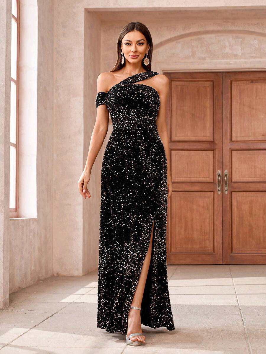 Langes Kleid Mit Pailletten