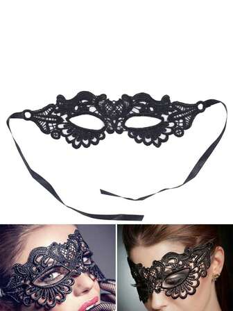 1 件女士性感配饰蕾丝面具半脸镂空面具万圣节化妆球性感成人眼罩，Rave
