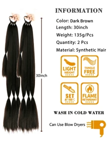 2 Pcs Long Black-Brown Braided Ponytail Extension With Hair Tie Straight Wrap Around Hair Extensions Ponytail Natural Soft Synthetic Hair Piece For Women Daily Wear 26inch 30inch 34 Inch