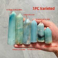 Rock Crystal Has Natural Cracks, Not Damage. 1PC Natural Blue Caribbean Amazonite Tower Point - Hexagonal Crystal Pillar, Polished Jade Stone Ornament For Home Decor, Holiday, Graduation, Mother's Day Gifts - Multicolor - View 2