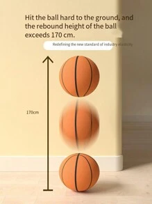 1pc Cloth-Wrapped Silent Basketball, 4th Generation Foam Padded Indoor Non-Disturbing Bouncing Ball - Orange - View 3