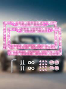 Cadre de plaque d'immatriculation de voiture robuste et étincelant serti de cristaux, accessoire voiture brillant, lavable