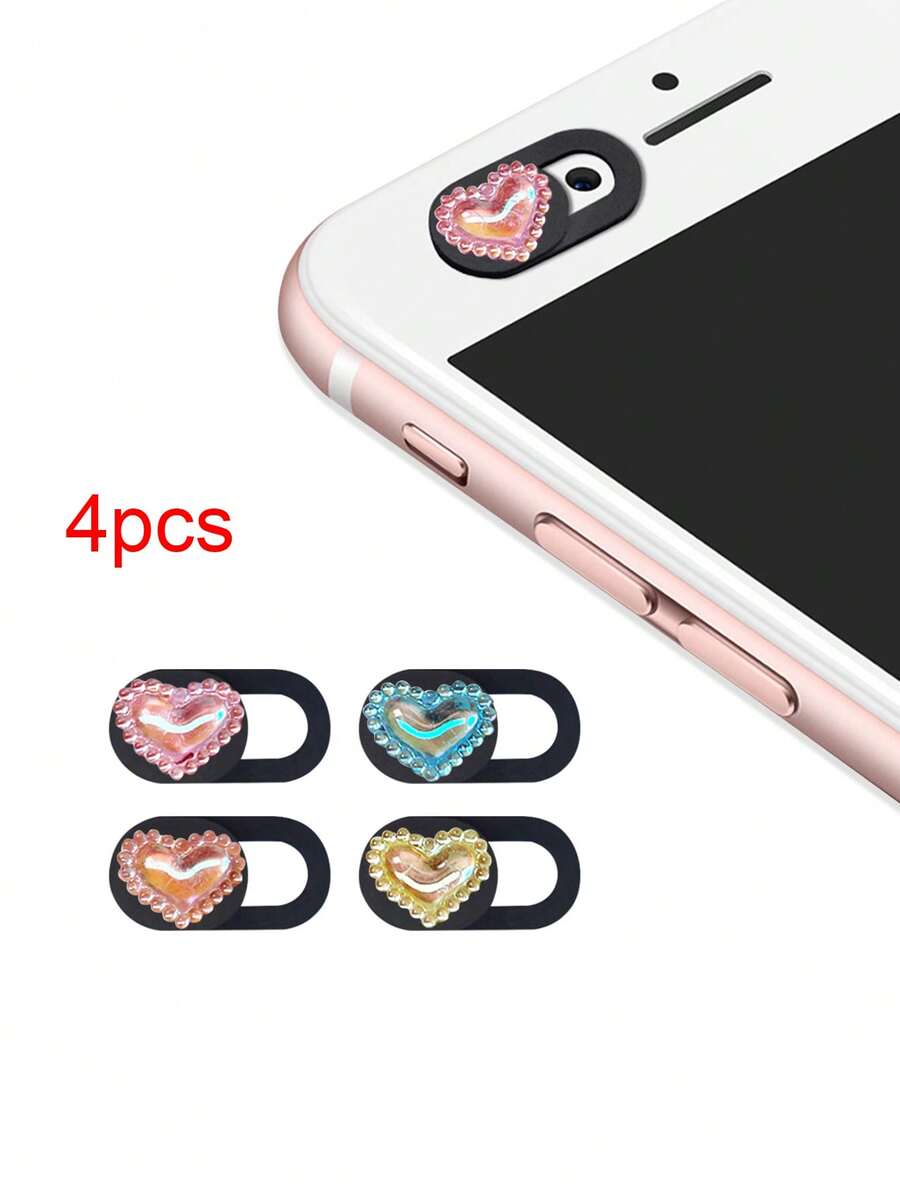4pcsLove Phone, Laptop, Lens, Camera, Protective Cover, Privacy Cover - Multicolor - View 1