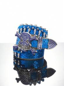 1条亮片骷髅子弹铆钉朋克摇滚风男士腰带，适合万圣节、夏季、学校休闲、商务场合，可作为送给男友、丈夫、父亲的礼物，日常佩戴，时尚百搭，适合青少年、户外、度假、运动、旅行、街头、波西米亚风、复古秋季等场合，是万圣节秋冬配饰的理想之选。适合青少年、青年、男士，休闲、户外、运动、度假、毕业礼物、生日礼物、日常佩戴。 - 彩色 - 查看 2