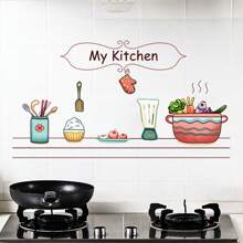 1pc Kitchen Oil-Proof Wall Sticker, Anti-Oil Anti-Water High Temperature Adhesive Wallpaper For Cabinet Countertop Tiles - Kitchen Wall Stickers - View 10