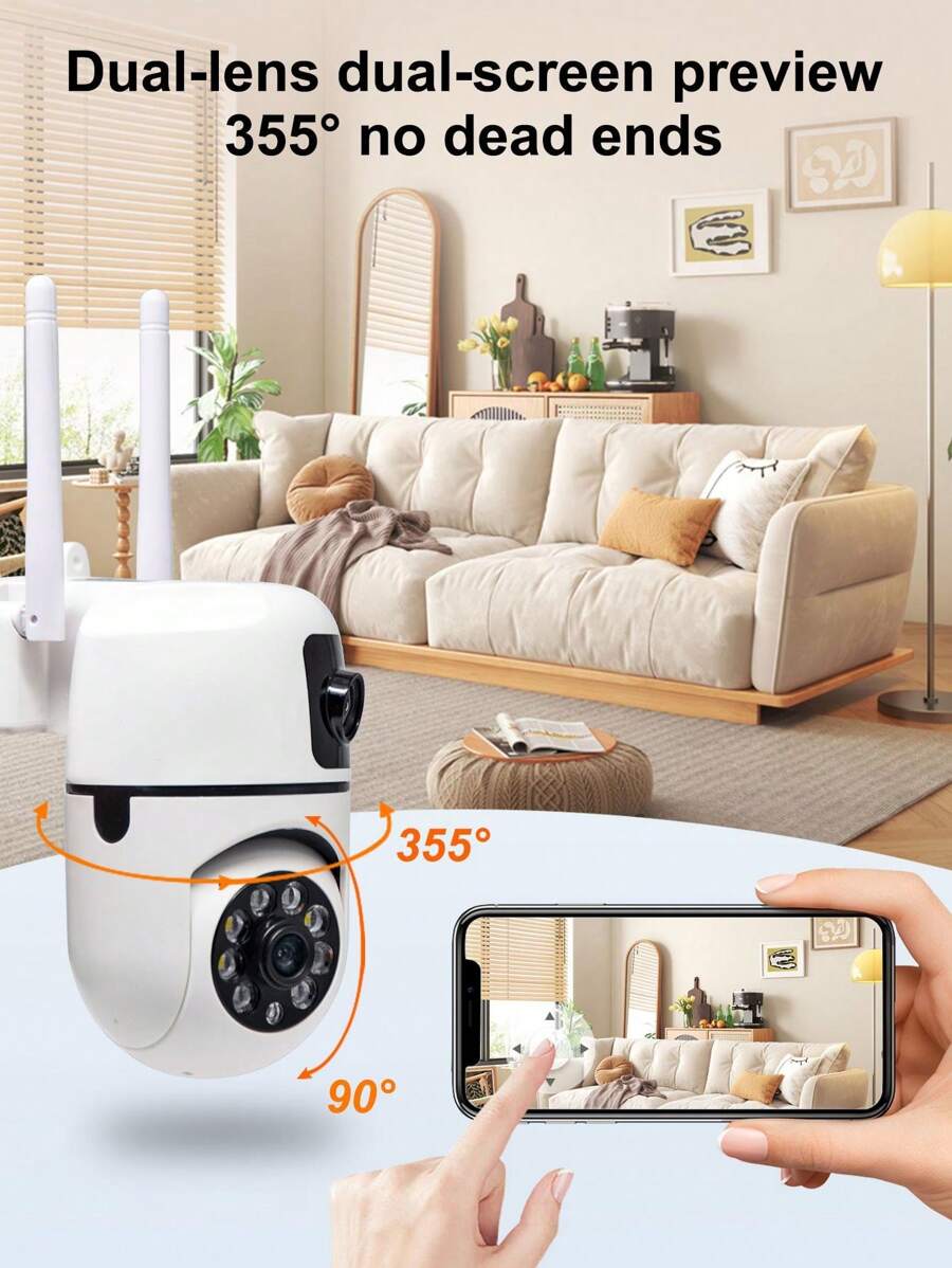 Teruhal Wireless WiFi Surveillance Camera With Dual Cameras And Dual