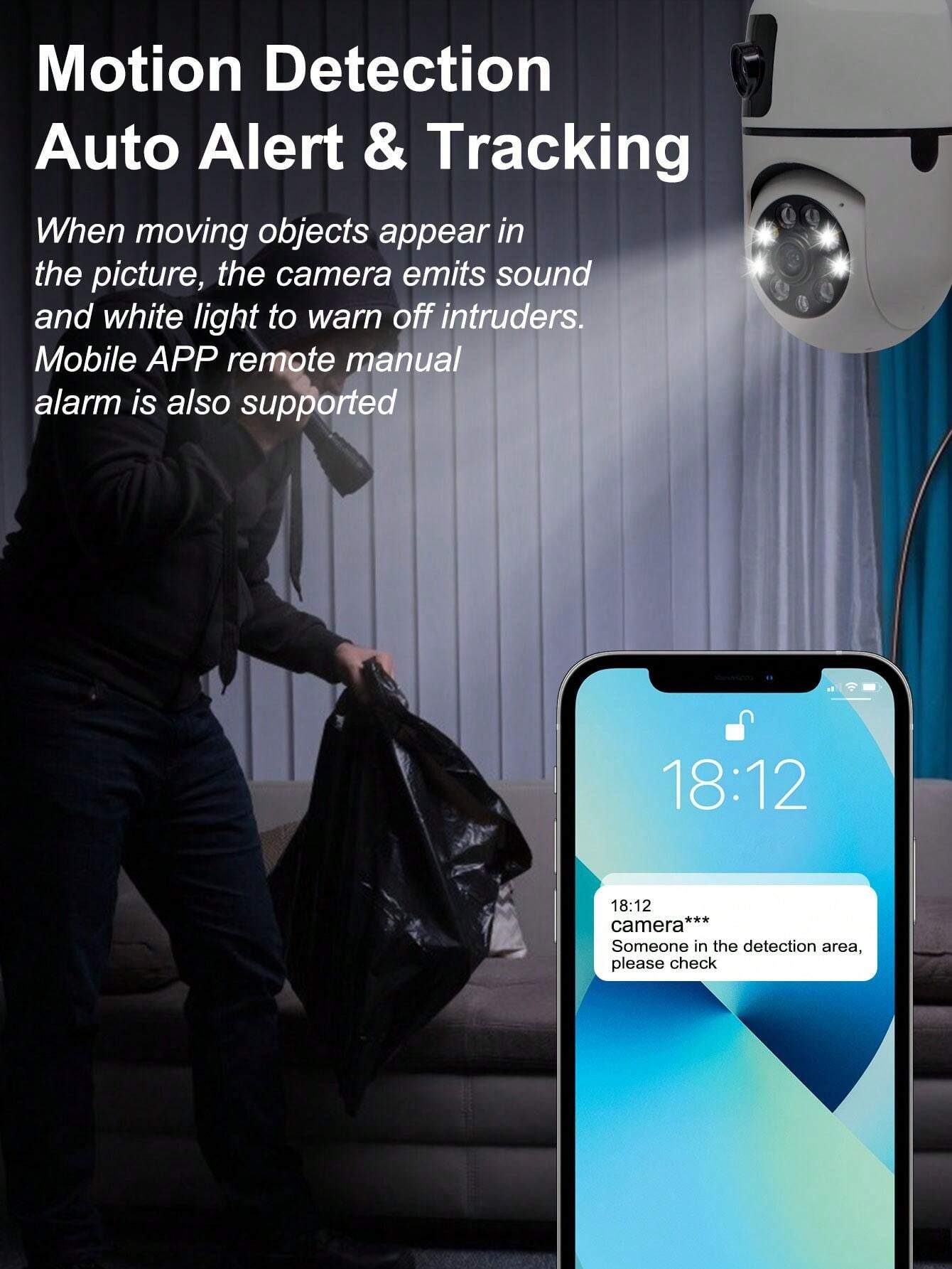 Teruhal Wireless WiFi Surveillance Camera With Dual Cameras And Dual