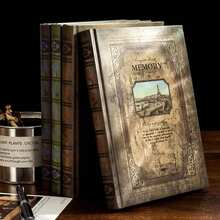 1pc European Retro Design Hard Notebook, Retro Circle And Line Embossed Notebook Suitable For Office, School - one-size - View 8