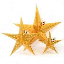 1 件镂空星形窗花纸灯笼星形灯罩花园悬挂装饰适用于婚礼生日圣诞节节日 - 彩色 - 查看 5