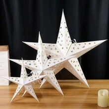 1 件镂空星形窗花纸灯笼星形灯罩花园悬挂装饰适用于婚礼生日圣诞节节日 - 彩色 - 查看 9