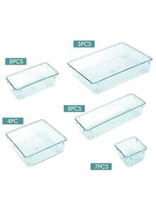 WOWBOX 30 PCS Clear Plastic Drawer Organizer Set, 5 Sizes Desk Drawer Divider Organizers And Storage Bins For Makeup, Jewelry, Gadgets For Kitchen, Bedroom, Bathroom, Office - Multicolor - View 16