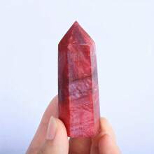 Red Moonlight Crystal Tower Obelisk - Natural Rare Silver Glitter Gemstone, Boho Style Healing Crystal For Home Decor, Housewarming Gift, Enhances Easter, Thanksgiving, Father's Day, Mother's Day, Graduation Celebrations - Red - View 14