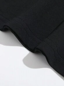 Camiseta de mujer con patrón personalizado, cumpleaños/Día de San Valentín/Día del Padre/Fiesta/Aniversario/Personalización de patrón casual negro - Negro - Ver 7