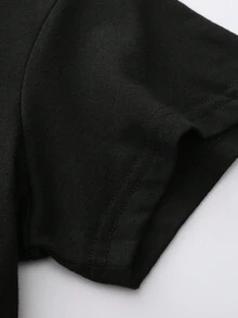 Camiseta de mujer con patrón personalizado, cumpleaños/Día de San Valentín/Día del Padre/Fiesta/Aniversario/Personalización de patrón casual negro - Negro - Ver 6