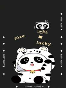 1pc Cute Panda Fingerprint Resistant Matte Black Anti-Drop Phone Case Compatible With Apple/Compatible With Samsung/Compatible With Xiaomi/Compatible With OPPO/Compatible With Realme/Compatible With Infinix,International Version, Not The Domestic Version - Black - View 5