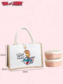 Official Authorisation Cartoon Fashion Linen Handbag, Best Gift For Friends And Children - White - View 4