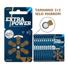 60 Baterias / Pilhas para Aparelho Auditivo EXTRA POWER - tamanho 312