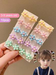 10 dây buộc tóc co giãn hình hoa đầy màu sắc cho bé gái - Nhiều màu - Xem 8