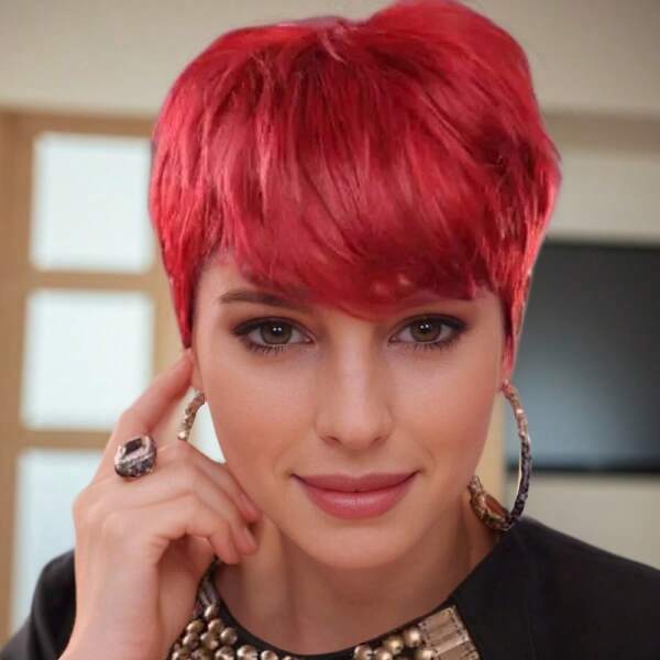 Peluca con corte de pelo pixie corto, pelucas de peinados cortos sintéticos para mujeres, pelucas rojas de moda populares resistentes al calor, postizos de cabello para mujer